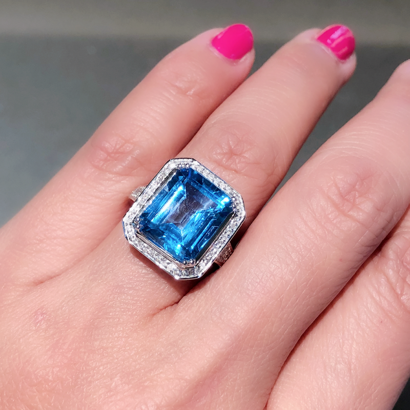 Ring 1 - Blue Topaz Octagonal w finger